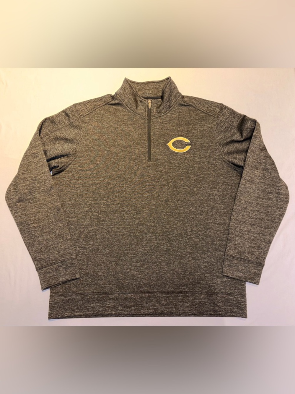 Sport-Tek Men's Gray Heather Chicago Bears 1/4 Zip Pullover Fleece Jacket Large